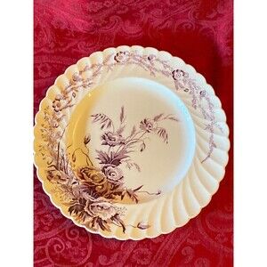 White Ironstone Mulberry transfer Clarice Cliff 10" dinner plate